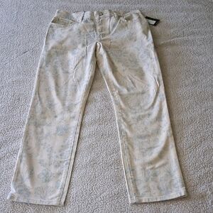 Lauren Ralph Lauren Cream Floral Straight Leg Jeans New